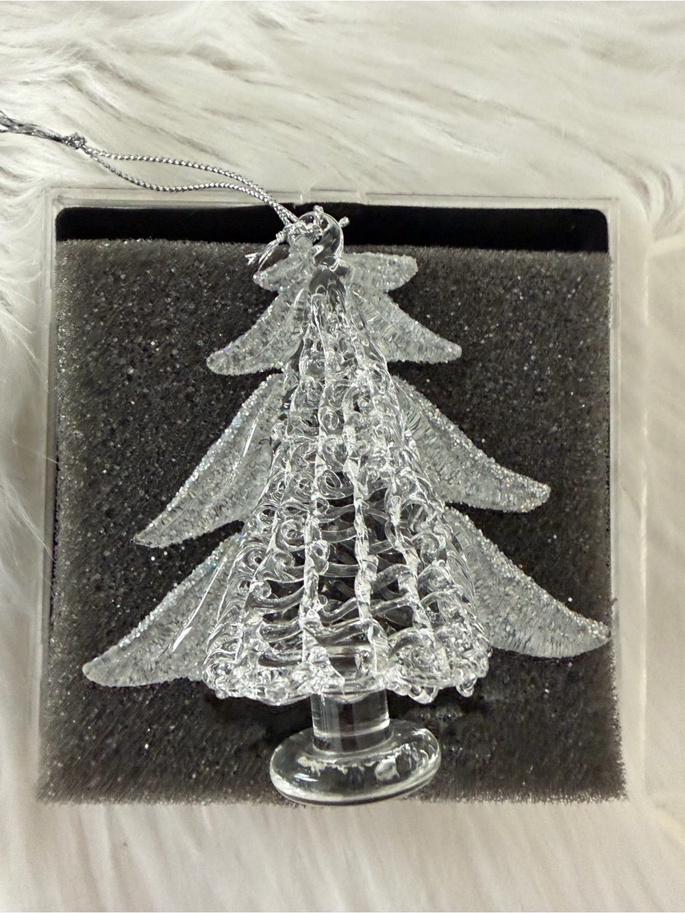 Clear hand blown Glass Christmas Tree Ornament - Elegant Holiday Decor